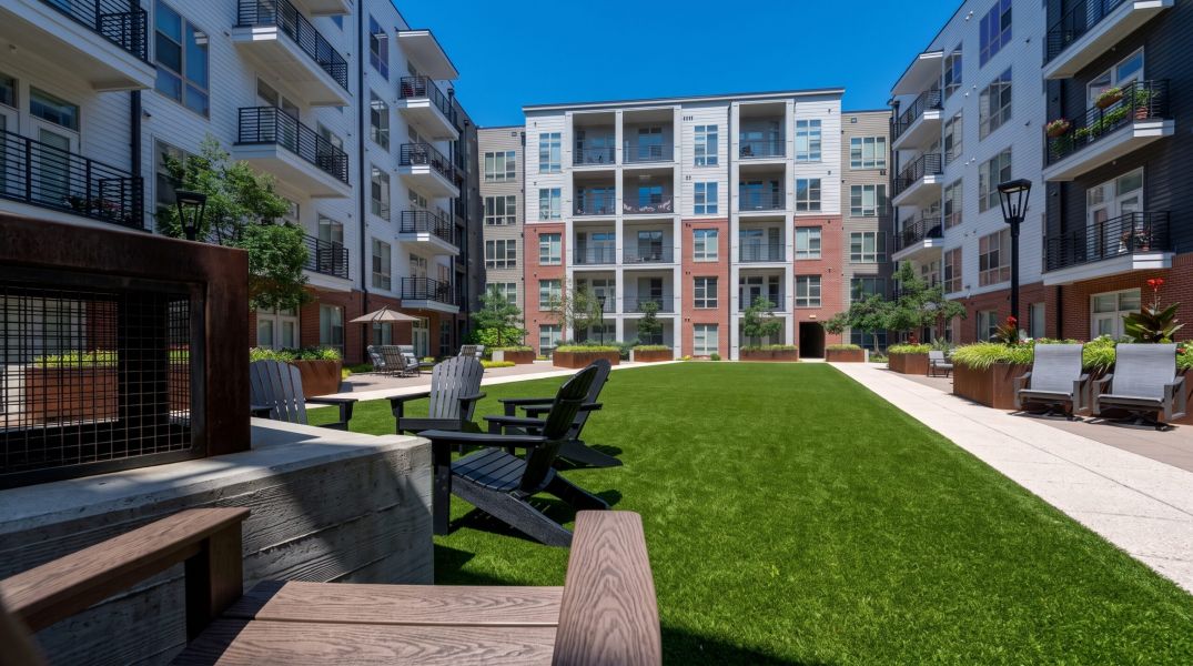 Van Alen apartments building rooftop viewing deck of nearby baseball field