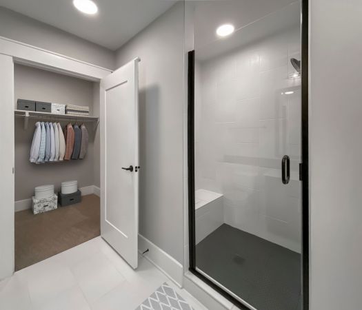 Van Alen apartments in Downtown Durham NC luxury bathroom with walk in shower