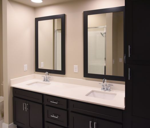 Van Alen plaza apartment double vanity bathroom sinks