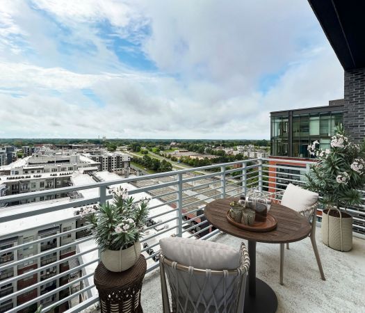 Van Alen apartments in Downtown Durham NC large penthouse balcony with city views