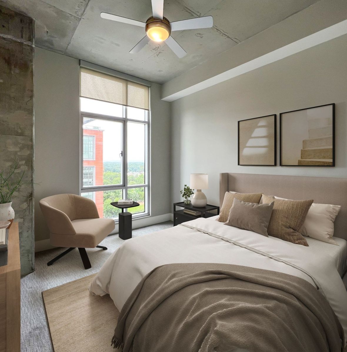Providence Row apartment kitchen with island, stainless steel appliances, and beautiful finishes